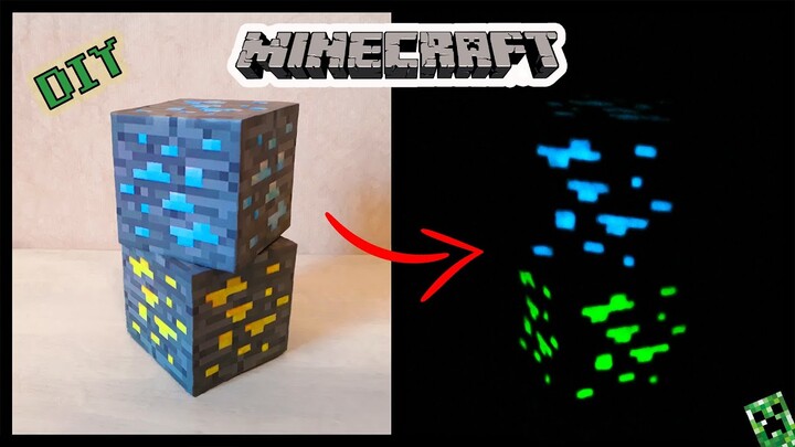 DIY Minecraft Diamond and Gold Ores! (Glow in The Dark!)