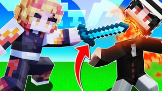 BEATING Minecraft DEMON SLAYER Mod using ONLY a DIAMOND SWORD? (Muzan vs Diamond Sword)