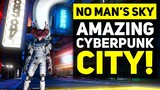 Craziest CITY in NO MAN'S SKY! New Cyberpunk City Player Created Base (No Man's Sky Origins 2020)