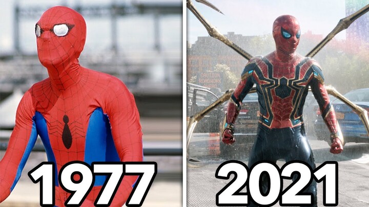 Evolution of Spider-Man SUITS 1977 - 2021 (andrew garfield mcu spider man no way home tobey maguire)