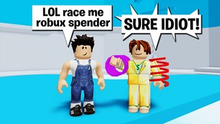 I RACED A ROBUX SPENDER IN TOWER OF HELL! Roblox