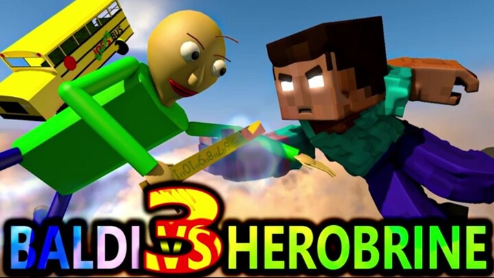 EPIC BATTLE! HEROBRINE Vs. BALDI'S BASICS 3: Minecraft Animation Adventure!