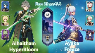 [NEW ABYSS] Alhaitham HyperBloom & Ayake Freeze | La Hoàn Tầng 12 | Genshin Impact 3.4