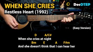 When She Cries - Restless Heart (1992) - Easy Guitar Chords Tutorial with Lyrics Part 2 SHORTS REELS