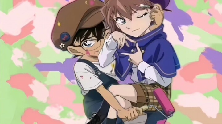 Huh? Haibara is sitting on Conan!