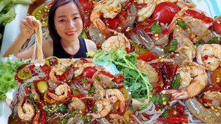 ตำกุ้ง2ใจ แซ่บนัว ข้าวปุ้นอั่วรั่วใส่กัน แซ่บหลาย