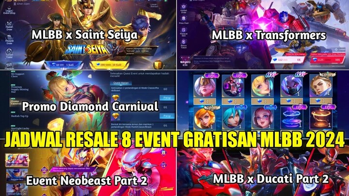 BOCORAN JADWAL RESALE 8 EVENT GRATISAN MOBILE LEGENDS 2024! EVENT SKIN EPIC 1 DIAMOND HADIR LAGI