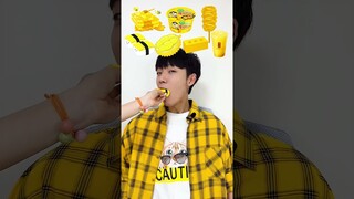 Random Yellow food MUKBANG🍯🐝 #shorts