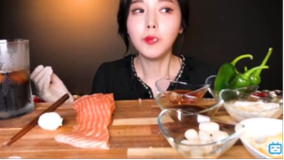 ASMR 1.5KgWhole salmon sashimi eating show  Korean #amthuc