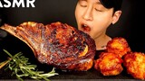 ASMR TOMAHAWK STEAK & BBQ CHICKEN MUKBANG (No Talking) COOKING & EATING