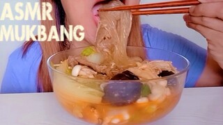 ASMR MUKBANG SPICY BEEF HOT POT 🔥 MUSHROOMS CABBAGE BOK CHOY WITH GLASS NOODLES | EATING SHOW