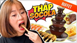 500k ăn sạch từ Châu Á tới Châu Âu cùng Tháp socola siêu to khổng lồ || THY ƠI MÀY ĐI ĐÂU ĐẤY ???