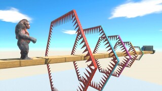 Running Through 5 Levels of Rotating Spikes - Animal Revolt Battle Simulator