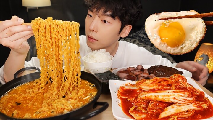 MUKBANG|집밥! 직접 만든 김치 (레시피) & 라면, 소세지, 계란 먹방 | RECIPE KOREAN HOME FOOD الأرز المنزل Nhà gạo