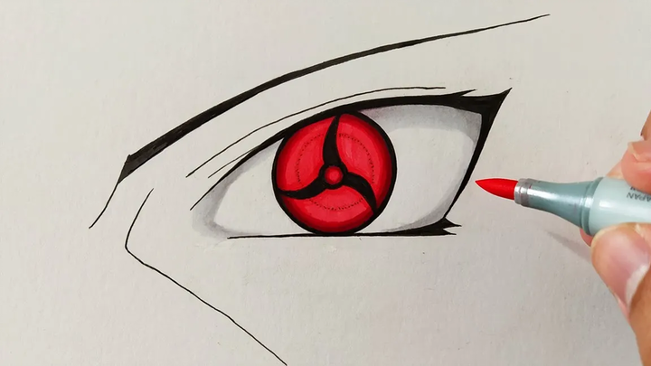 วิธีการวาด Mangekyou Sharingan ของ Itachi - การสอนทีละขั้นตอน นารูโตะ
