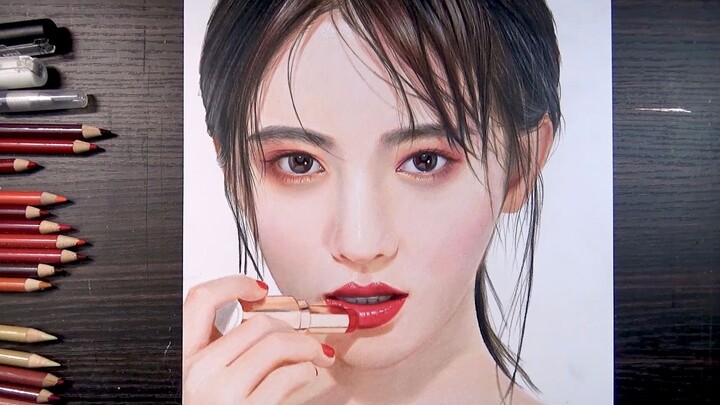 [Colour pencil drawing] Drawing is doing makeup for paper (Ju Jingyi)