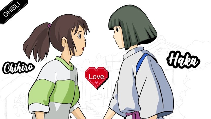 Style  ghibli.  Speed drawing_CHIHIRO DAN HAKU