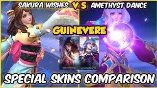 GUINEVERE SPECIAL SKINS COMPARISON : SAKURA WISHES V.S. AMETHYST DANCE | MOBILE LEGENDS