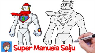 Cara Menggambar Super Manusia Salju Natal Mudah