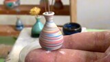 Fingertip pottery, the process of making colorful mini vase ornaments