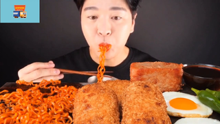 Mukbang mì cay, thịt hộp, trứng ốp la #anngon