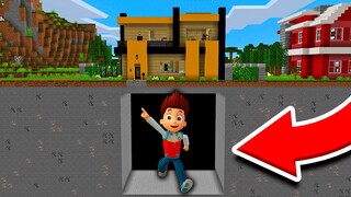 APARECE RYDER PAW PATROL GIGANTE DEBAJO DE MI CASA EN MINECRAFT 😱