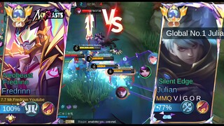 Top Global Fredrinn VS Global 1 Julian ONE SHOT Fredrinn Best Build and Emblem 2024 | Mobile Legends