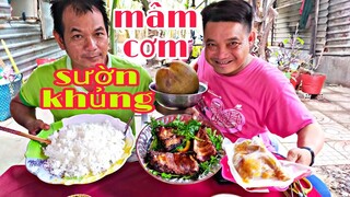 Sườn nguyên tảng và mâm cơm của Thánh Ăn Cái Tàu lTâm Chè Vĩnh Long