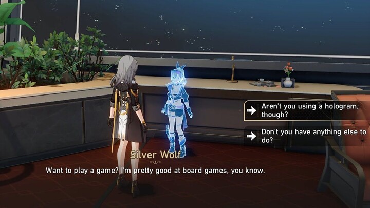 Silver Wolf wants to play game with Trailblazer but forgot she's just a Hologram