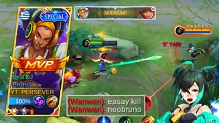 REASON WHY WANWAN USER HATE MY BRUNO (INTENSE MATCH🔥) BRUNO BEST BUILD AND EMBLEM SET 2022 - MLBB