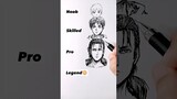 How to Draw Eren | AoT in different levels 😳🥺 #shorts #animedrawing  #attackontitan