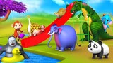 Gorilla Monkey Fun Magical Dragon Slider Fire Game play - Funny Animals Comedy Videos in Forest 3D