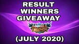 Result Giveaway July 2020 | Free Diamonds | Mobile Legends Bang Bang