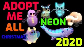 ALL ADOPT ME 2020 NEON CHRISTMAS PETS (NEON SNOWMAN, NEON LYNX, NEON YETI, NEON SNOW OWL, NEON FURY)