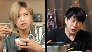 Kai Sang and Xiao Ming tasting snail noodles