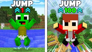 HIGHEST JUMPING Baby Mikey & JJ Who's jump higher in Minecraft challenge (Maizen Mizen Mazien)