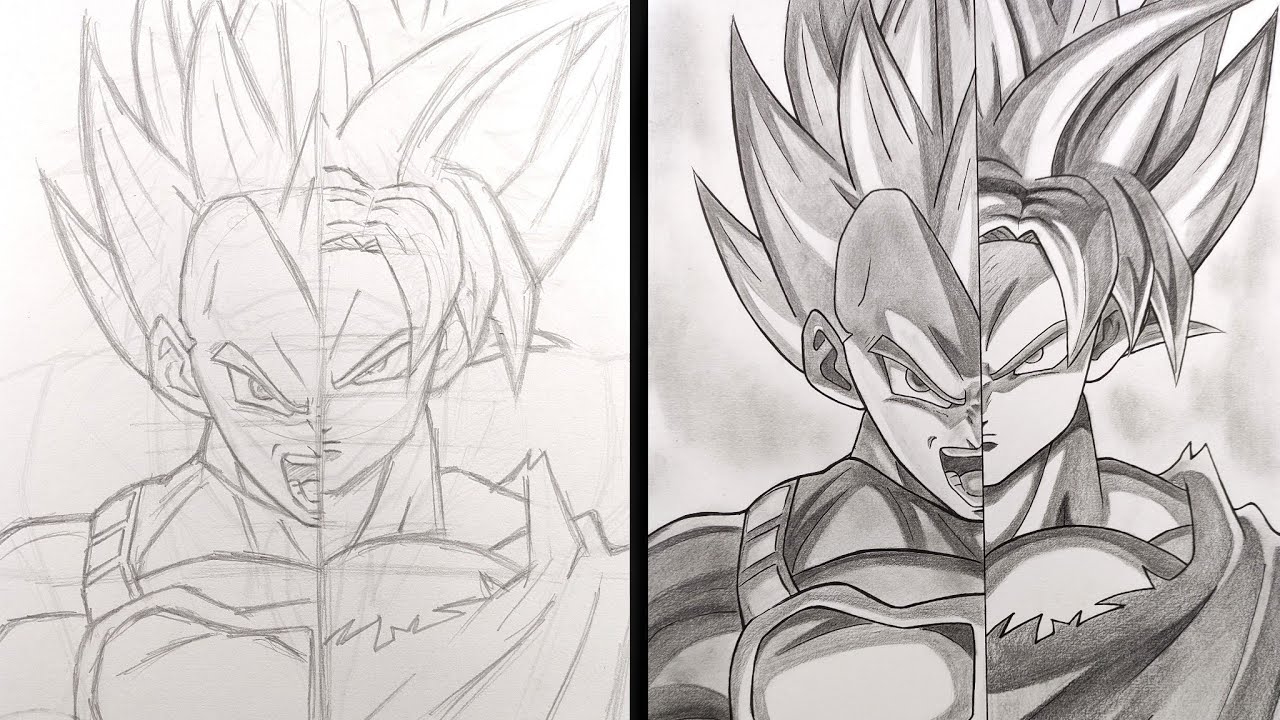 Son Goku Super Saiyan Drawing Timelapse, Dragon Ball Z