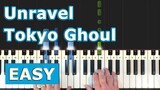Tokyo Ghoul - Unravel - EASY Piano Tutorial - Sheet Music (Synthesia)
