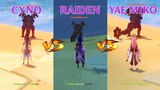 Cyno vs Raiden vs Yae Miko! Who is the best dps? GAMEPLAY COMPARISON!