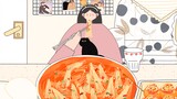 [Animasi Mukbang] -Makan malam disiapkan oleh pacar｜Jamur Enoki Pedas Immersive untuk satu orang~