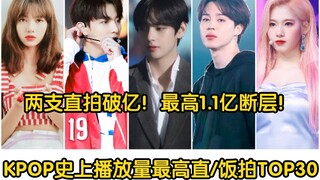 两支直拍破亿！最高1.1亿断层！KPOP史上播放量最高的油管直拍饭拍TOP30