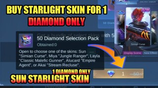 Use 1 Diamond To Buy Starlight Skin Sun | Best Event So Far | Free Starlight Skin Only 🤣 | MLBB