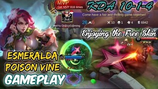 TRYING OUT THE FREE SKIN AND I HAD FUN | ESMERALDA POISON VINE GAMEPLAY | MOBILE LEGENDS