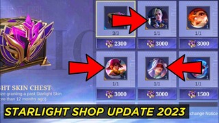 UPCOMING SKINS IN STARLIGHT SHOP || STARLIGHT SHOP UPDATE MAY 2023 MOBILE LEGENDS