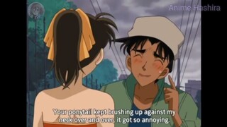 Heiji tell Kazuha that her ponytail is bothering him