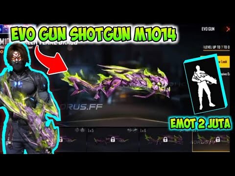 FREE FIRE - EVO GUN SHOTGUN M1014 GREEN FLAME DRACO TERBARU 2021 & EMOTE 2 JUTA!