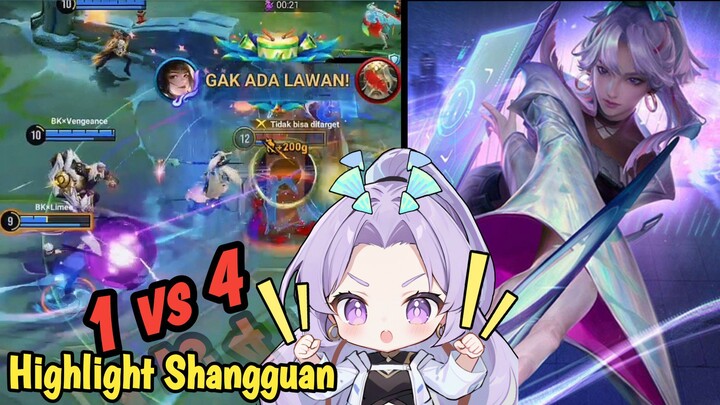PRO SHANGGUAN HIGHLIGHT MOMENT ||| 1 VS 4 & TOWER = INSTAN KILL ||| HONOR OF KING'S
