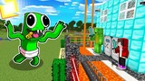 BABY GREEN RAINBOW FRIEND vs Security House - Minecraft gameplay by Mikey and JJ (Maizen Parody)