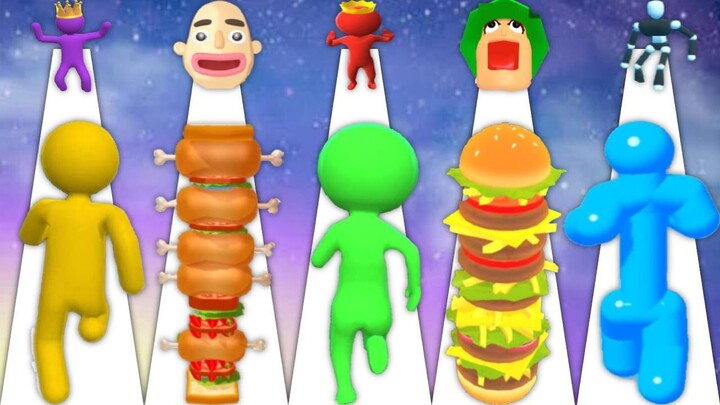 Giant Rush, Sandwich Runner, Size Up, Burger Rush, Tall Man Run Gameplay ALL LEVELS Update ios JRW73