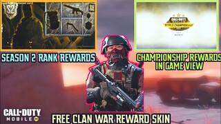 *FREE* CLAN WAR CHARACTER SKIN | SEASON 2 RANK REWARDS | CHAMPIONSHIP 2021 REWARDS  IN GAME VIEW..